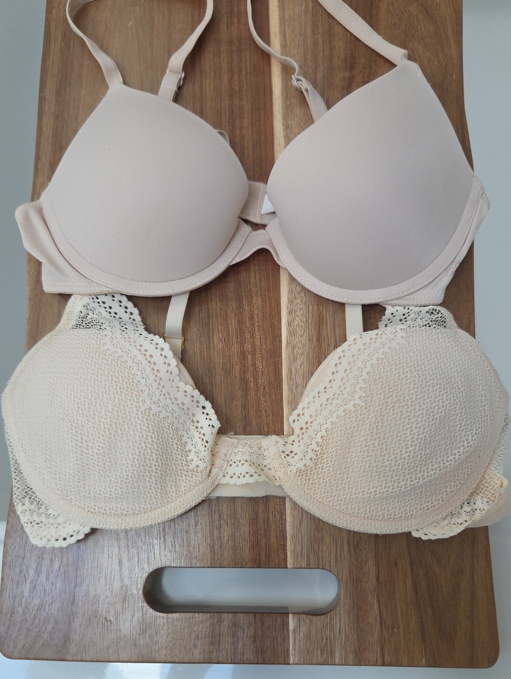 Two (2) Women's Beige Nude Bras By PINK Victorias SECRET And PEPPER - 34B